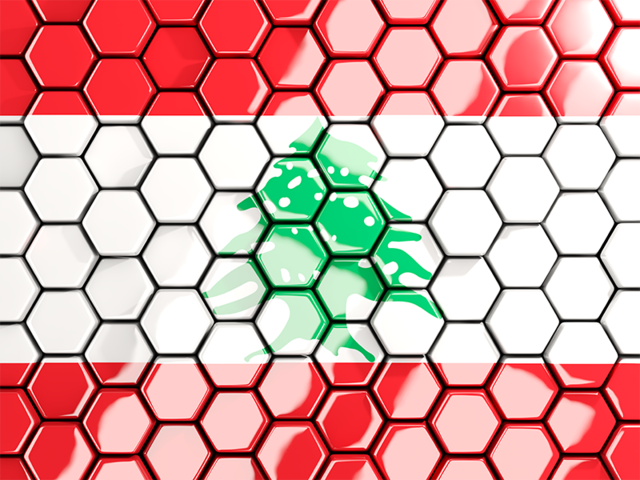 Hexagon mosaic background. Download flag icon of Lebanon at PNG format