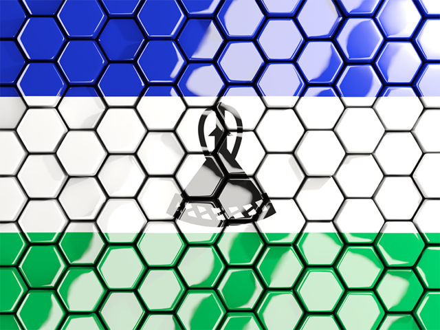 Hexagon mosaic background. Download flag icon of Lesotho at PNG format