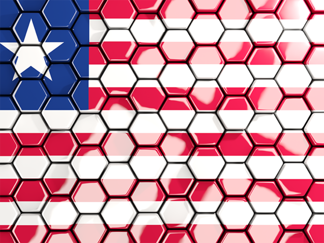 Hexagon mosaic background. Download flag icon of Liberia at PNG format