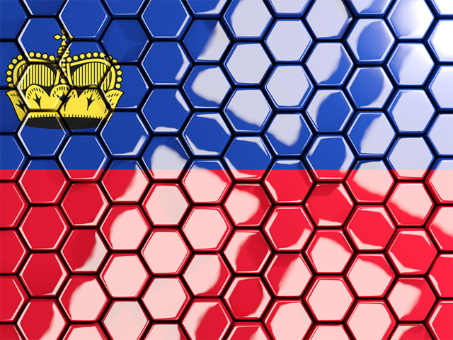 Hexagon mosaic background. Download flag icon of Liechtenstein at PNG format