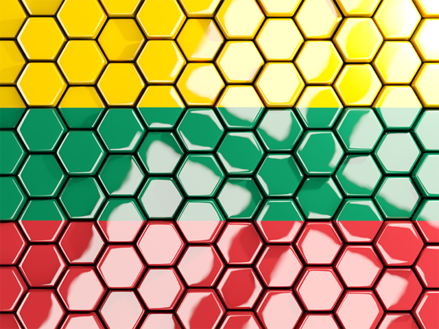 Hexagon mosaic background. Download flag icon of Lithuania at PNG format