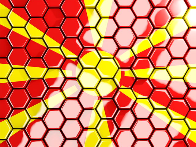 Hexagon mosaic background. Download flag icon of Macedonia at PNG format