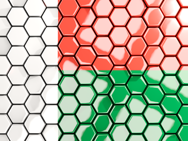 Hexagon mosaic background. Download flag icon of Madagascar at PNG format