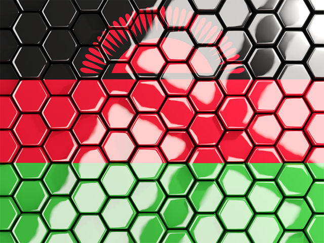 Hexagon mosaic background. Download flag icon of Malawi at PNG format