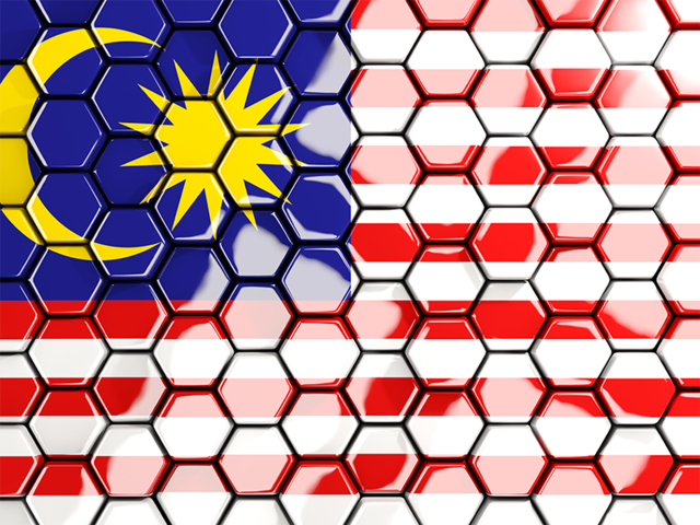 Hexagon mosaic background. Download flag icon of Malaysia at PNG format