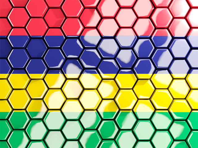 Hexagon mosaic background. Download flag icon of Mauritius at PNG format