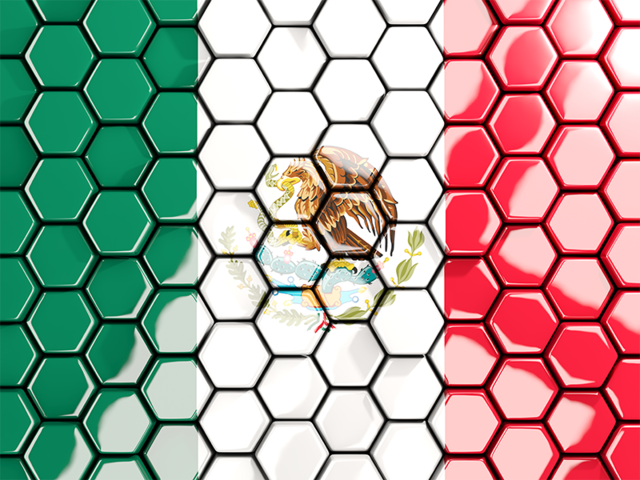 Hexagon mosaic background. Download flag icon of Mexico at PNG format