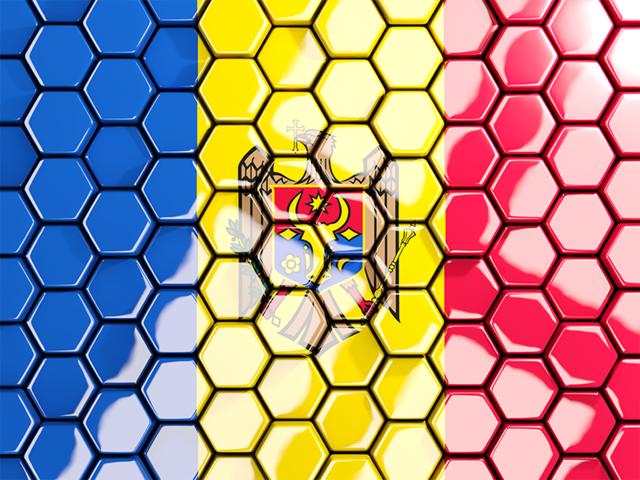 Hexagon mosaic background. Download flag icon of Moldova at PNG format