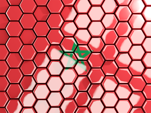 Hexagon mosaic background. Download flag icon of Morocco at PNG format