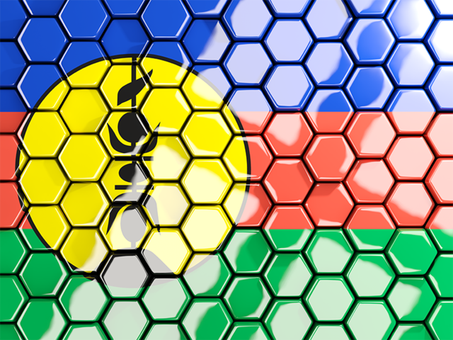 Hexagon mosaic background. Download flag icon of New Caledonia at PNG format