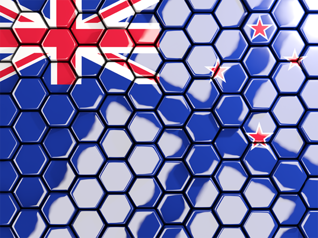 Hexagon mosaic background. Download flag icon of New Zealand at PNG format