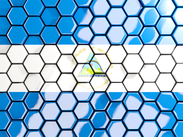Hexagon mosaic background. Download flag icon of Nicaragua at PNG format