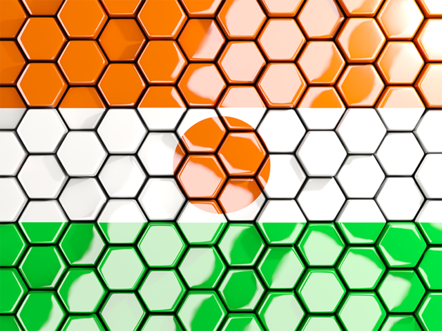 Hexagon mosaic background. Download flag icon of Niger at PNG format