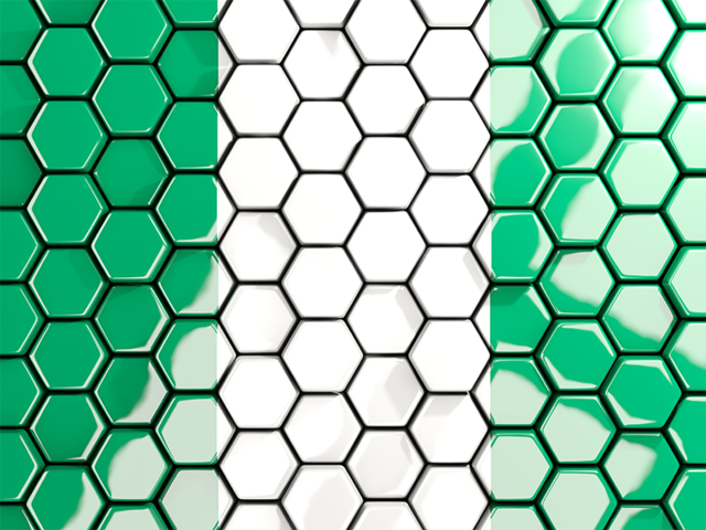 Hexagon mosaic background. Download flag icon of Nigeria at PNG format