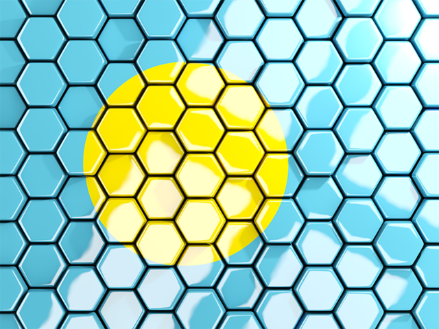 Hexagon mosaic background. Download flag icon of Palau at PNG format