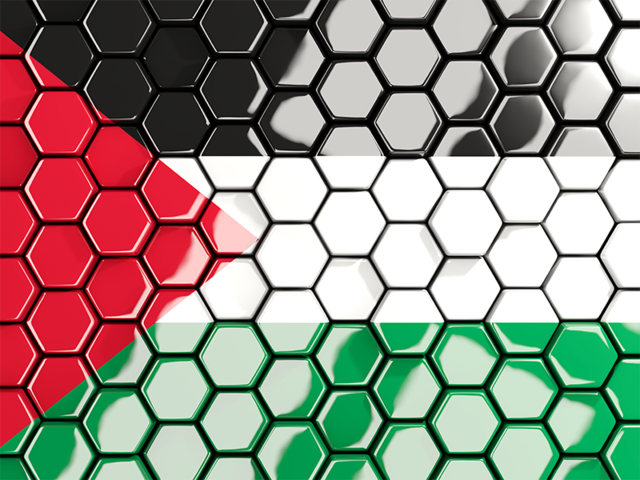 Hexagon mosaic background. Download flag icon of Palestinian territories at PNG format