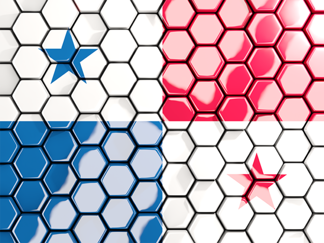 Hexagon mosaic background. Download flag icon of Panama at PNG format