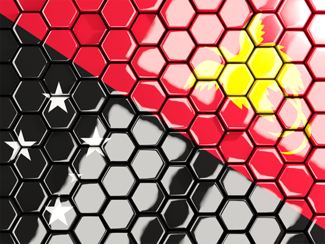 Hexagon mosaic background. Download flag icon of Papua New Guinea at PNG format