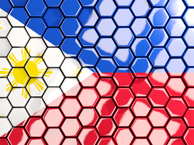 Hexagon mosaic background. Download flag icon of Philippines at PNG format