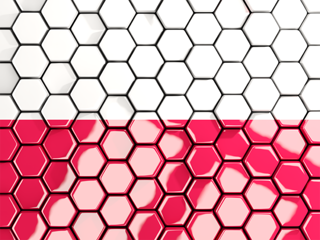 Hexagon mosaic background. Download flag icon of Poland at PNG format