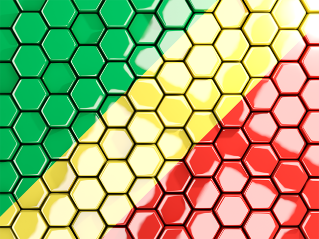 Hexagon mosaic background. Download flag icon of Republic of the Congo at PNG format