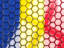 Romania. Hexagon mosaic background. Download icon.