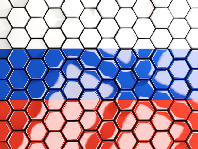 Hexagon mosaic background. Download flag icon of Russia at PNG format