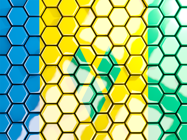Hexagon mosaic background. Download flag icon of Saint Vincent and the Grenadines at PNG format