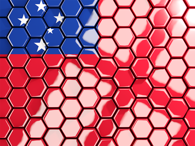 Hexagon mosaic background. Download flag icon of Samoa at PNG format