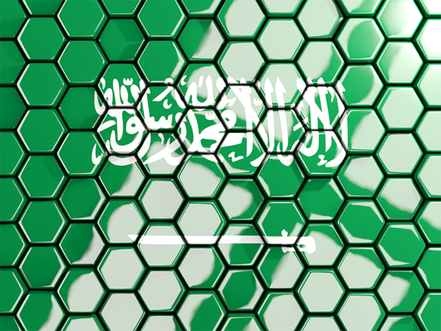 Hexagon mosaic background. Download flag icon of Saudi Arabia at PNG format