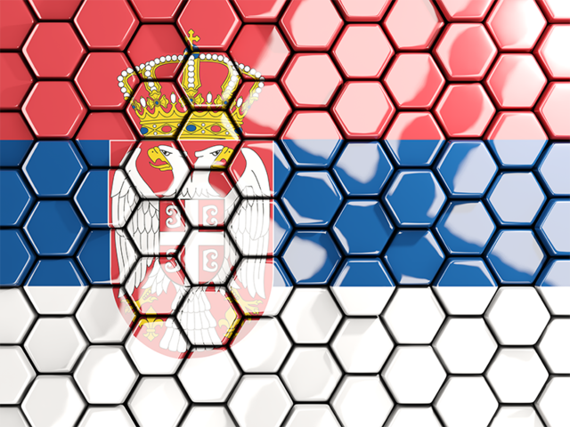 Hexagon mosaic background. Download flag icon of Serbia at PNG format