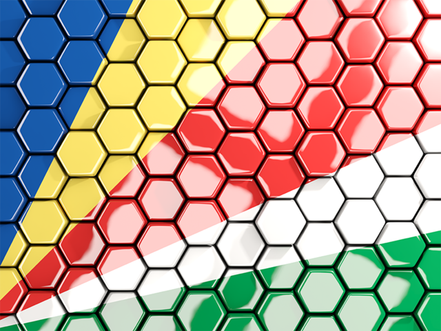 Hexagon mosaic background. Download flag icon of Seychelles at PNG format