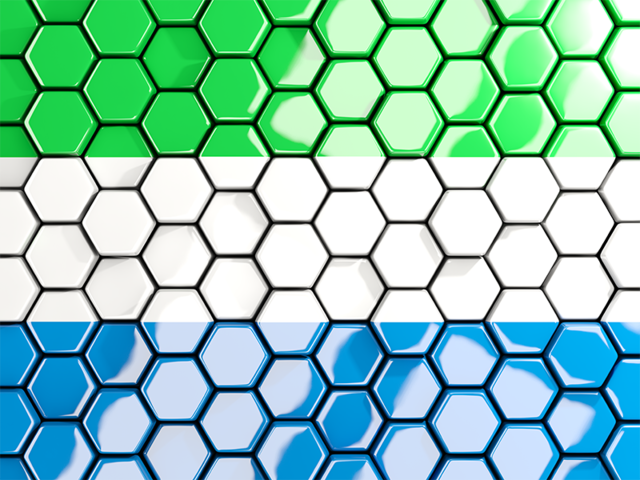 Hexagon mosaic background. Download flag icon of Sierra Leone at PNG format