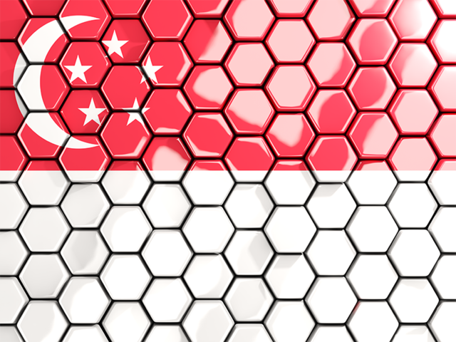 Hexagon mosaic background. Download flag icon of Singapore at PNG format