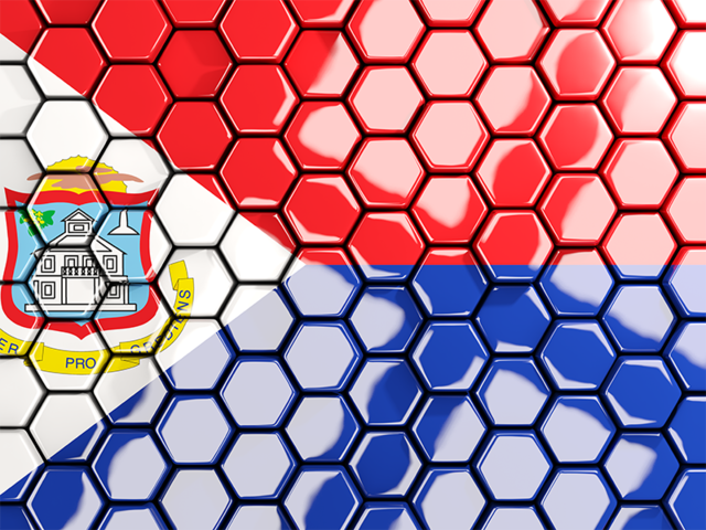 Hexagon mosaic background. Download flag icon of Sint Maarten at PNG format