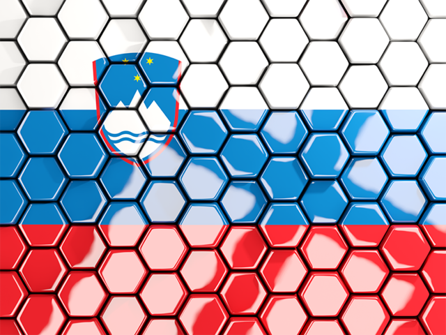 Hexagon mosaic background. Download flag icon of Slovenia at PNG format