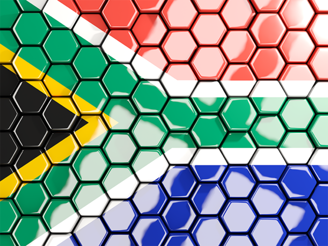 Hexagon mosaic background. Download flag icon of South Africa at PNG format