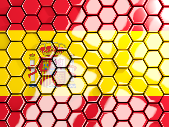 Hexagon mosaic background. Download flag icon of Spain at PNG format
