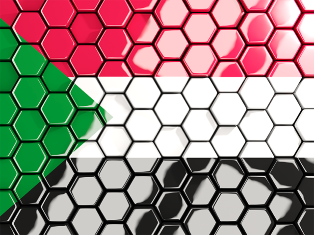 Hexagon mosaic background. Download flag icon of Sudan at PNG format