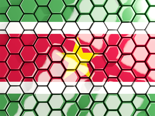 Hexagon mosaic background. Download flag icon of Suriname at PNG format