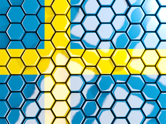Hexagon mosaic background. Download flag icon of Sweden at PNG format