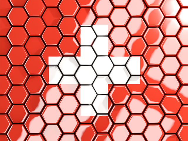 Hexagon mosaic background. Download flag icon of Switzerland at PNG format