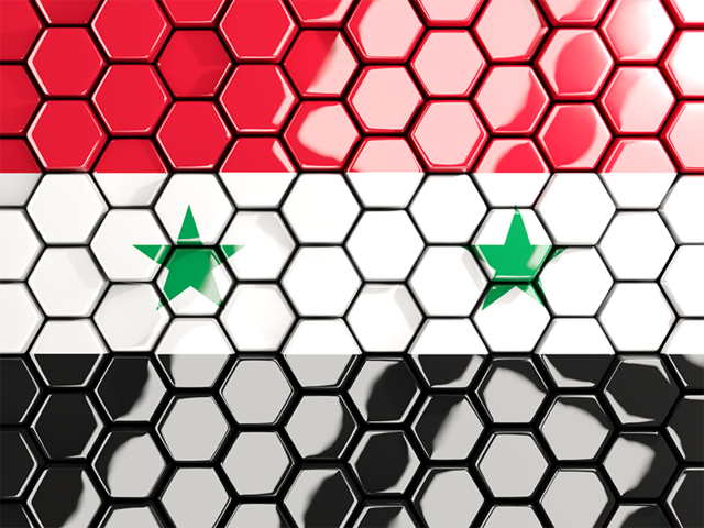 Hexagon mosaic background. Download flag icon of Syria at PNG format
