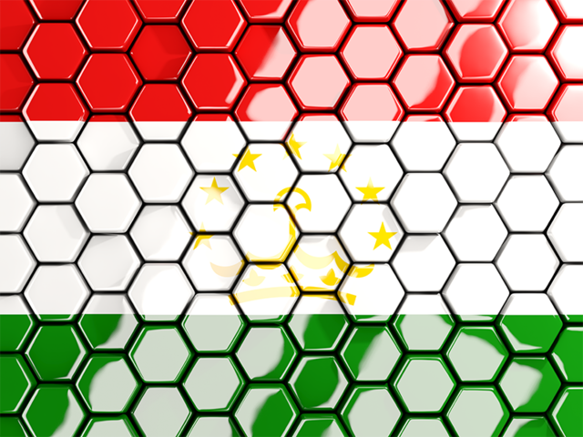 Hexagon mosaic background. Download flag icon of Tajikistan at PNG format