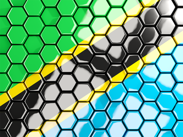 Hexagon mosaic background. Download flag icon of Tanzania at PNG format