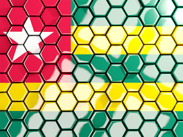 Hexagon mosaic background. Download flag icon of Togo at PNG format