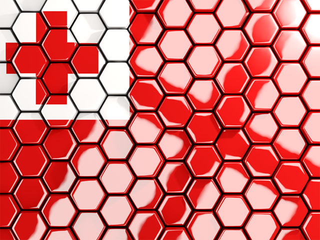 Hexagon mosaic background. Download flag icon of Tonga at PNG format