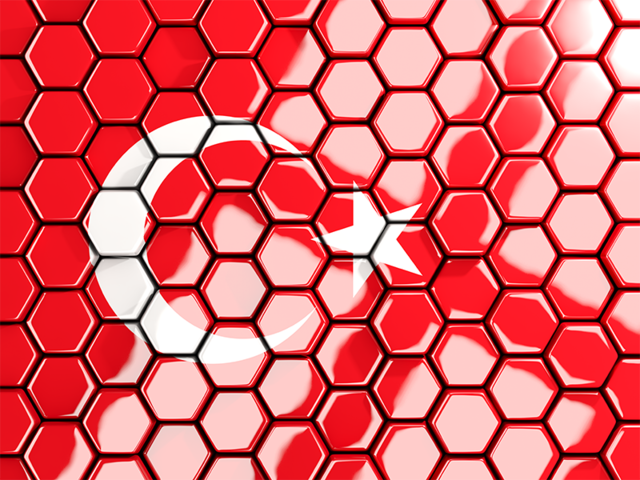 Hexagon mosaic background. Download flag icon of Turkey at PNG format