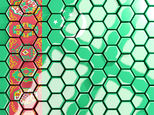 Hexagon mosaic background. Download flag icon of Turkmenistan at PNG format
