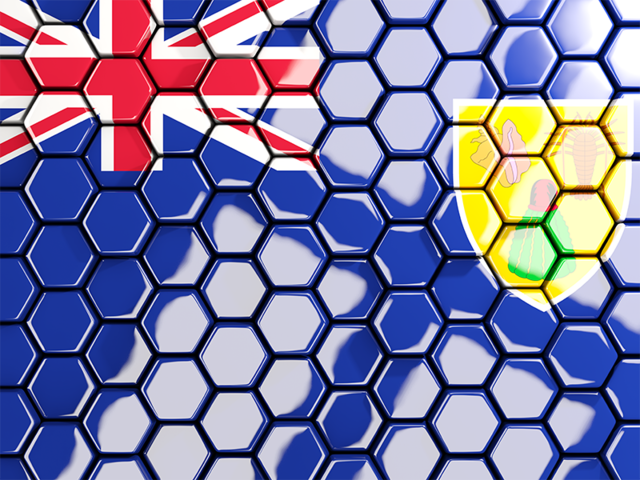 Hexagon mosaic background. Download flag icon of Turks and Caicos Islands at PNG format